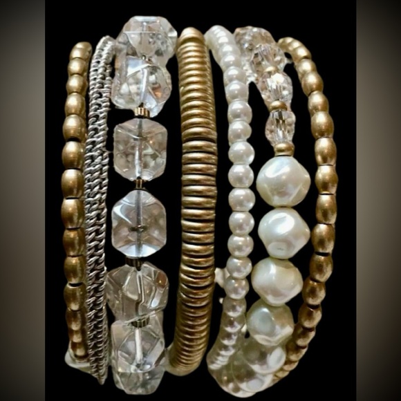 Silpada Silver Glass Brass Swarovski Crystals Practical Pearls Bracelet - Picture 8 of 8